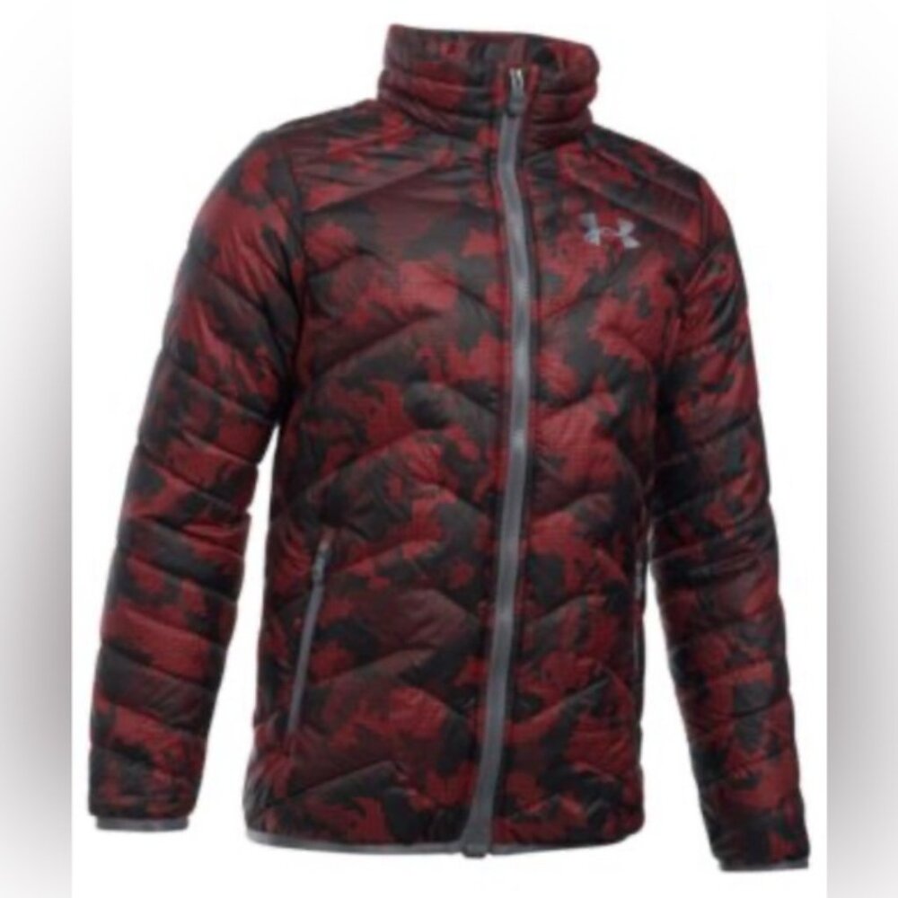 Under Armour Preteen Youth Boy Large Red and Black Packable Puffer Jacket Coat